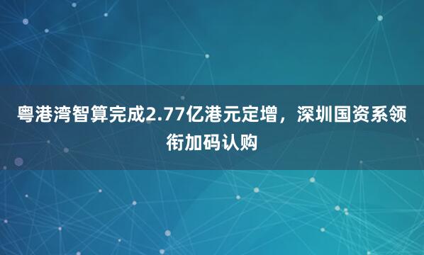 粤港湾智算完成2.77亿港元定增，深圳国资系领衔加码认购
